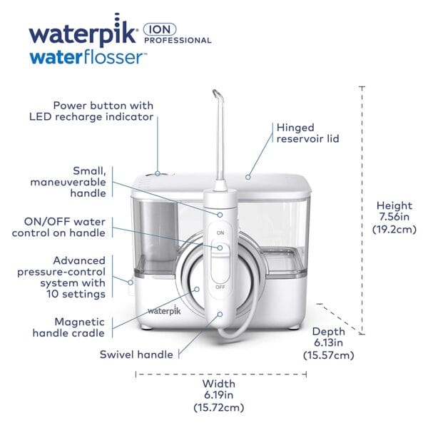 Idropulsore portatile Waterpik ION Professional WF12, per viaggio e uso domestico (BIANCO) - immagine 3